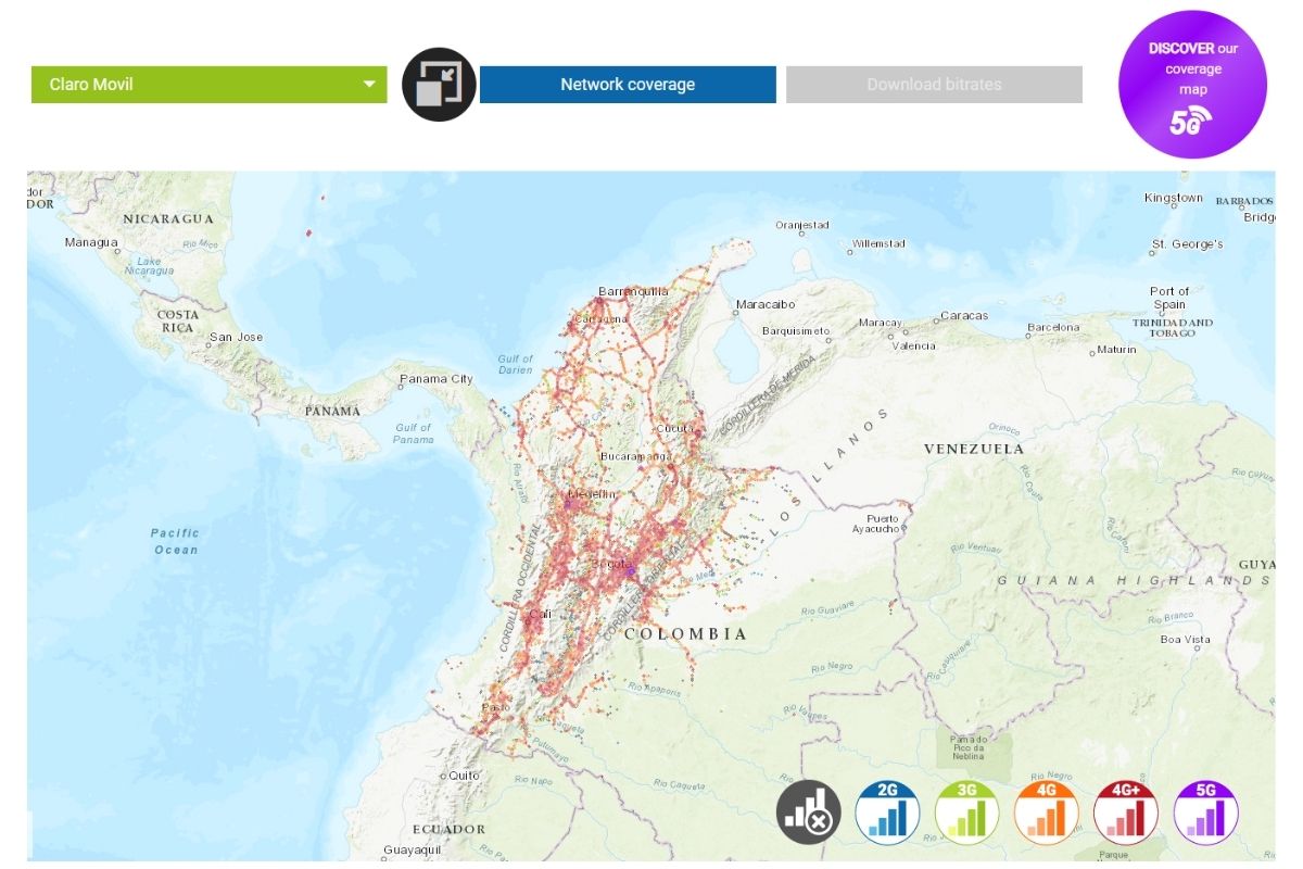 claro network coverage in colombia