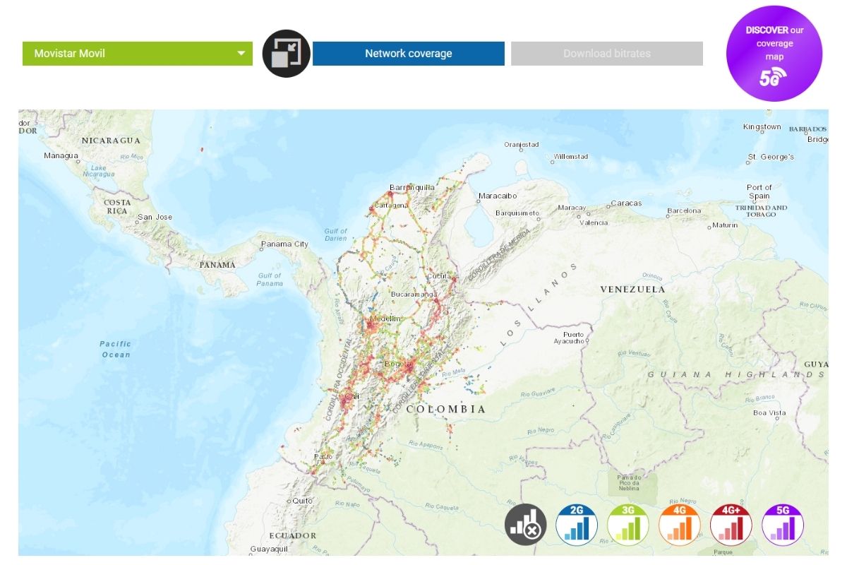 movistar coverage in colombia