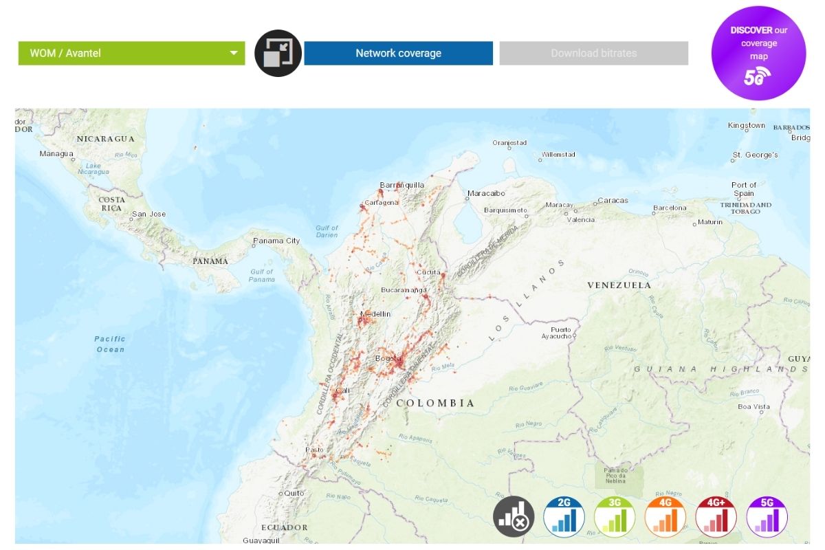 wom network coverage in colombia